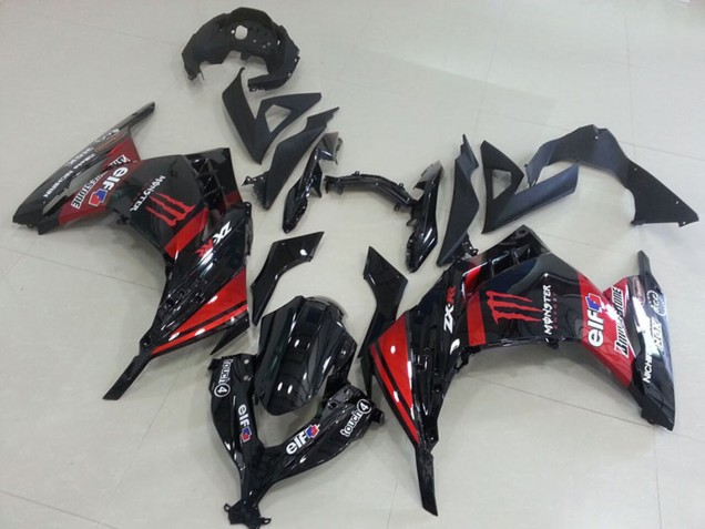 2013-2018 Glossy Black Red Elf Touch4 Monster Kawasaki ZX300R Motorcycle Fairings Australia