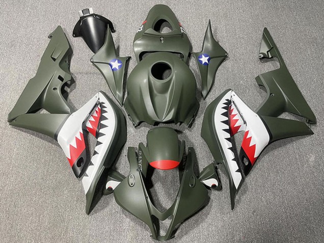 2007-2008 Army Green White Red Shark Honda CBR600RR Motorcycle Fairings Australia
