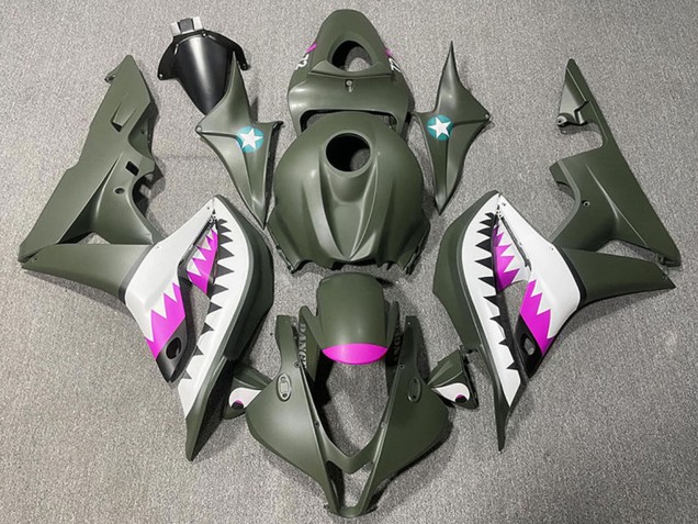 2007-2008 Army Green White Pink Shark Honda CBR600RR Motorcycle Fairings Australia
