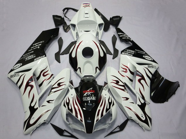 2004-2005 White Glossy Black Red Flame Honda CBR1000RR Motorcycle Fairings Australia