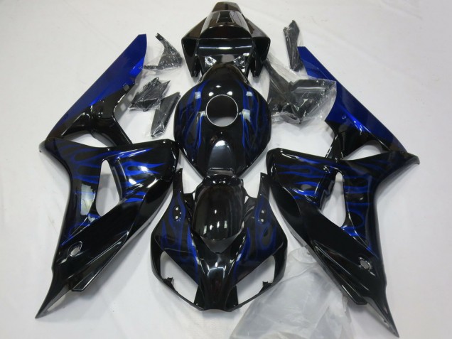 2006-2007 Glossy Black Blue Flame Honda CBR1000RR Motorcycle Fairings Australia