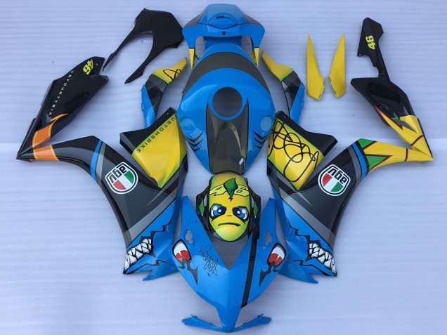 2012-2016 Blue Yellow Glossy Black Shark Teeth Honda CBR1000RR Motorcycle Fairings Australia