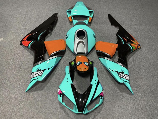 2006-2007 Cyan Blue Orange Glossy Black Shark Honda CBR1000RR Motorcycle Fairings Australia