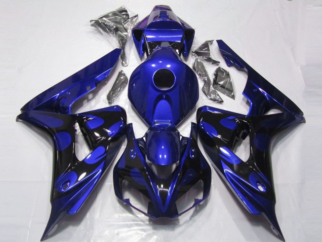 2006-2007 Blue Glossy Black Flame Honda CBR1000RR Motorcycle Fairings Australia