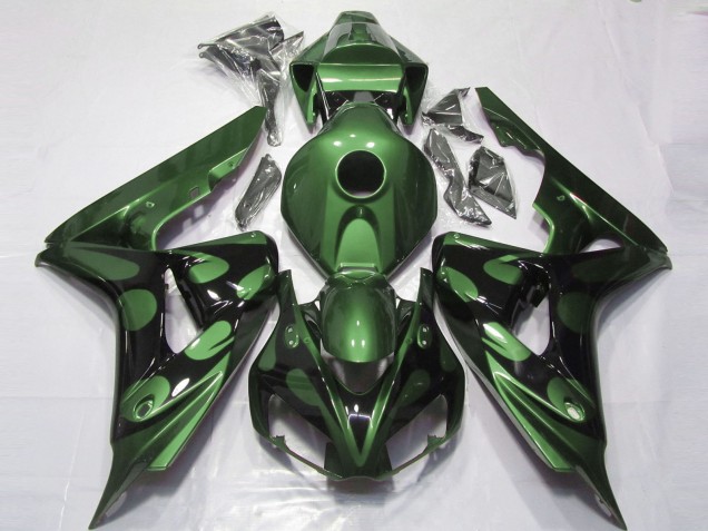 2006-2007 Green Glossy Black Flame Honda CBR1000RR Motorcycle Fairings Australia