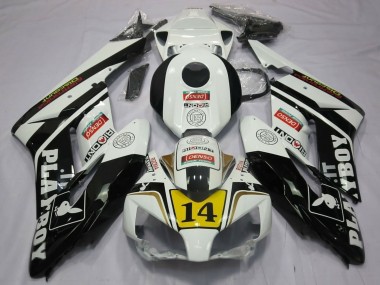 2004-2005 White Glossy Black Yellow Playboy 14 Honda CBR1000RR Motorcycle Fairings Australia