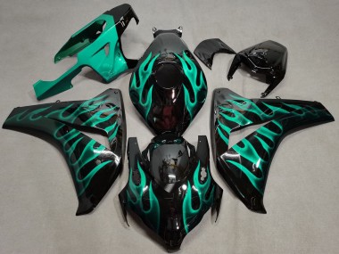 2008-2011 Glossy Black Green Flame Honda CBR1000RR Motorcycle Fairings Australia