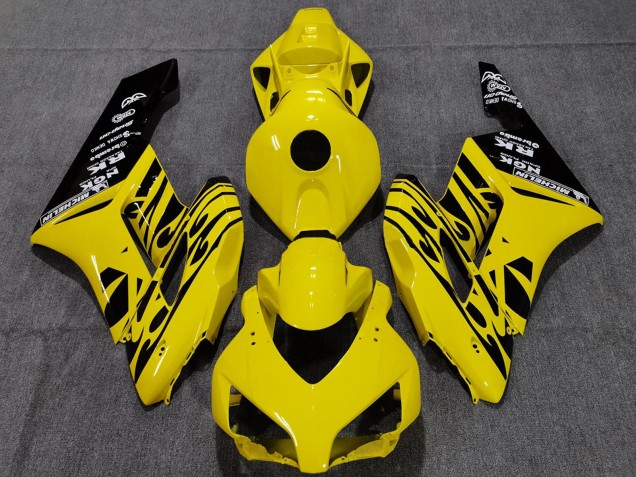 2004-2005 Yellow Glossy Black Flame Honda CBR1000RR Motorcycle Fairings Australia