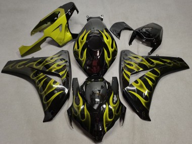 2008-2011 Glossy Black Gold Flame Honda CBR1000RR Motorcycle Fairings Australia