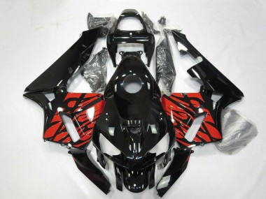 2005-2006 Glossy Black and Tribal Red Honda CBR600RR Motorcycle Fairings Australia