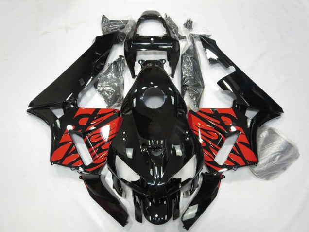 2005-2006 Glossy Black and Tribal Red Honda CBR600RR Motorcycle Fairings Australia