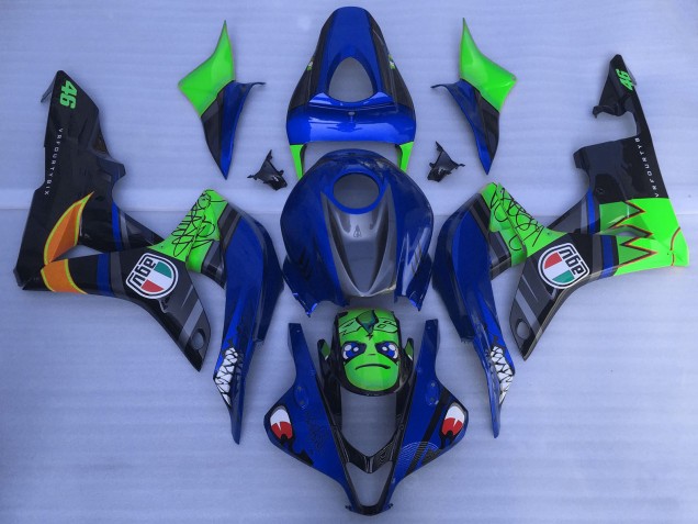 2007-2008 Blue Green Glossy Black Shark Honda CBR600RR Motorcycle Fairings Australia
