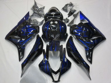 2009-2012 Glossy Black Blue Flame Honda CBR600RR Motorcycle Fairings Australia