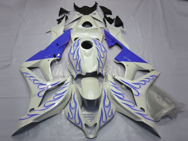 2007-2008 White Blue Flame Honda CBR600RR Motorcycle Fairings Australia