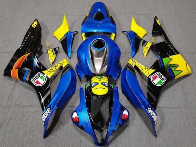 2007-2008 Blue Yellow Glossy Black Shark Honda CBR600RR Motorcycle Fairings Australia