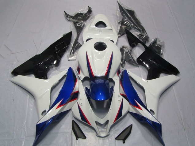 2007-2008 White Blue Glossy Black OEM Style Honda CBR600RR Motorcycle Fairings Australia