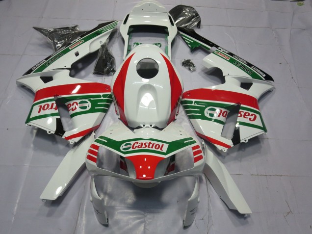 2003-2004 White Red Green Castrol Honda CBR600RR Motorcycle Fairings Australia