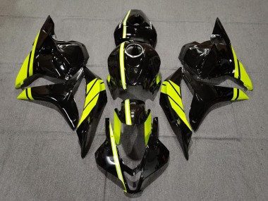 2009-2012 Glossy Black High Viz Yellow Stripe Honda CBR600RR Motorcycle Fairings Australia