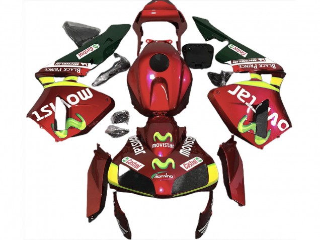 2003-2004 Red Yellow Green MoviStar Honda CBR600RR Motorcycle Fairings Australia