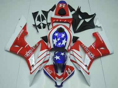 2007-2008 White Red Blue Star Geico 14 Honda CBR600RR Motorcycle Fairings Australia