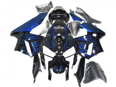 2005-2006 Glossy Black Blue Flame Honda CBR600RR Motorcycle Fairings Australia
