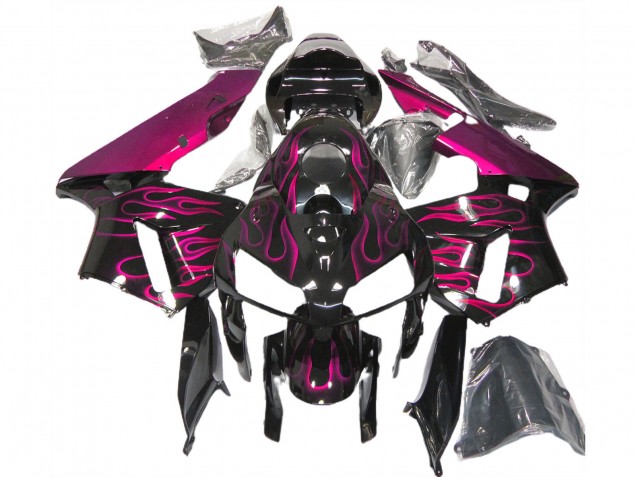 2005-2006 Glossy Black Pink Flame Honda CBR600RR Motorcycle Fairings Australia