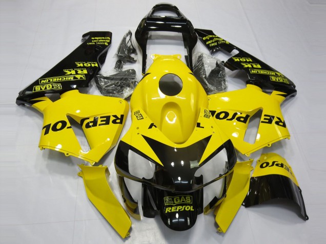 2003-2004 Yellow Glossy Black Repsol Honda CBR600RR Motorcycle Fairings Australia