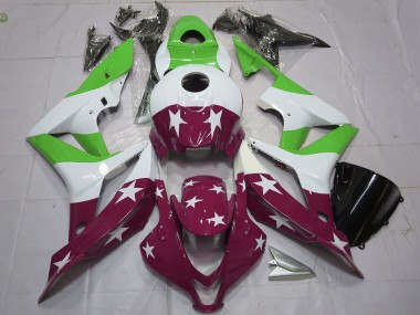 2007-2008 White Green Maroon Red Stars Stripe Honda CBR600RR Motorcycle Fairings Australia