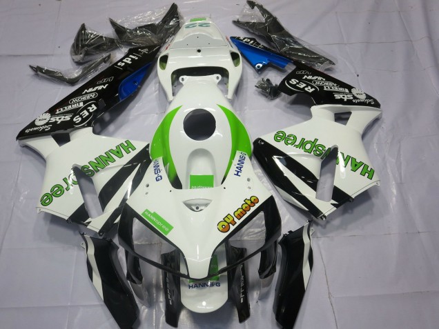 2005-2006 White Green Glossy Black HannSpree Honda CBR600RR Motorcycle Fairings Australia