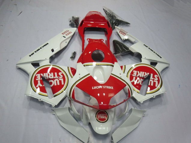 2003-2004 White Red Lucky Strike Honda CBR600RR Motorcycle Fairings Australia