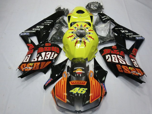 2013-2023 Yellow Orange Glossy Black Rossi 46 Honda CBR600RR Motorcycle Fairings Australia