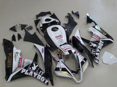 2007-2008 White Gold Glossy Black PlayBoy Honda CBR600RR Motorcycle Fairings Australia