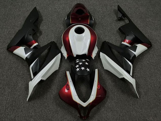 2009-2012 White Red Matte Black Star Honda CBR600RR Motorcycle Fairings Australia