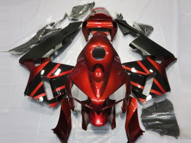 2005-2006 Red Glossy Black Design Honda CBR600RR Motorcycle Fairings Australia
