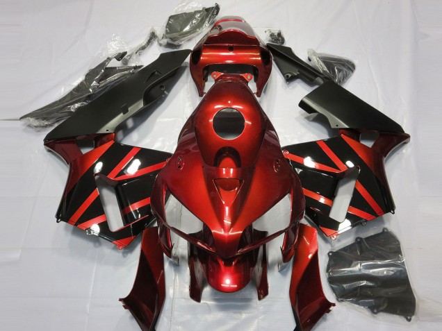 2005-2006 Red Glossy Black Design Honda CBR600RR Motorcycle Fairings Australia