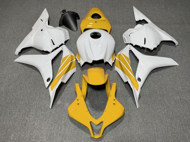 2009-2012 White Yellow Stripe Honda CBR600RR Motorcycle Fairings Australia