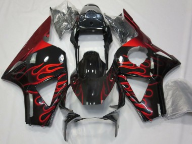 2002-2003 Glossy Black Red Flame Honda CBR954RR Motorcycle Fairings Australia
