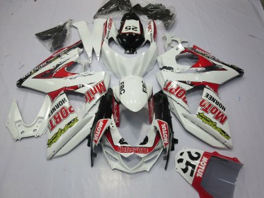 2009-2016 White Red Dunlop 52 Suzuki GSXR 1000 Motorcycle Fairings Australia