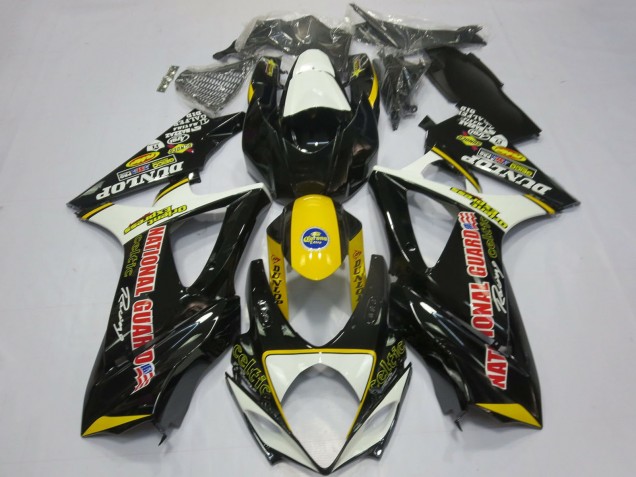2007-2008 White Yellow Red Black Dunlop Suzuki GSXR 1000 Motorcycle Fairings Australia