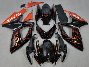 2006-2007 Glossy Black Orange Bacardi Suzuki GSXR 600 / GSXR 750 Motorcycle Fairings Australia