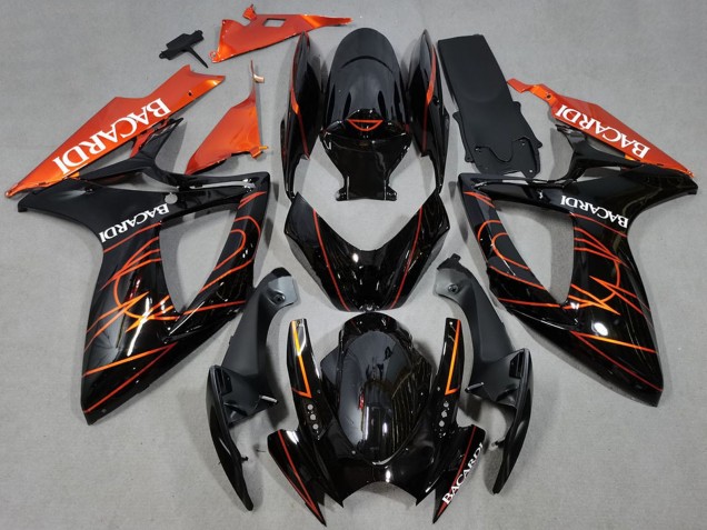 2006-2007 Glossy Black Orange Bacardi Suzuki GSXR 600 / GSXR 750 Motorcycle Fairings Australia