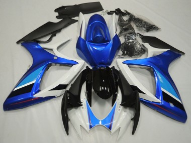 2006-2007 White Blue Glossy Black Stripe Suzuki GSXR 600 / GSXR 750 Motorcycle Fairing Australia