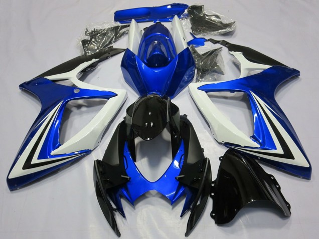 2006-2007 White Blue Glossy Black Stripe Suzuki GSXR 600 / GSXR 750 Motorcycle Fairings Australia