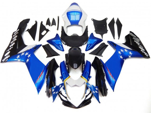 2011-2024 Blue Style with Red Stars Suzuki GSXR 600 / GSXR 750 Motorcycle Fairings Australia