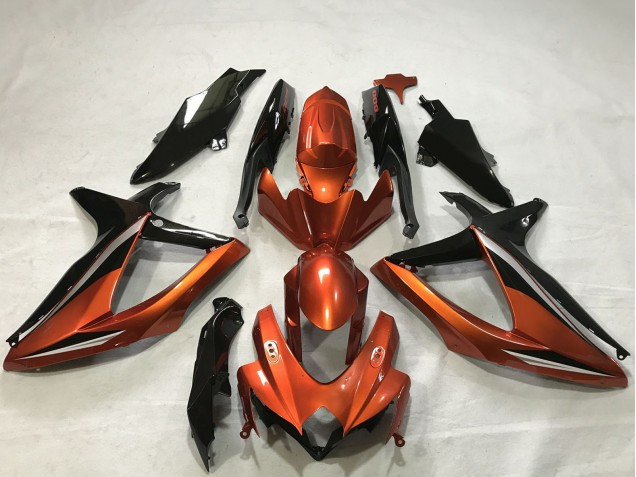 2008-2010 Burnt Orange Glossy Black Suzuki GSXR 600 / GSXR 750 Motorcycle Fairings Australia