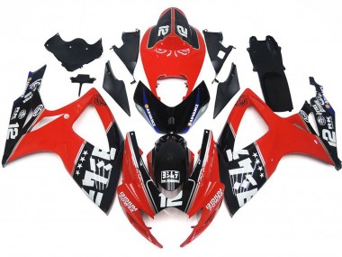 2006-2007 Red Glossy Black White Suzuki GSXR 600 / GSXR 750 Motorcycle Fairings Australia