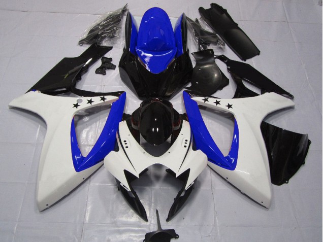 2006-2007 White Blue Glossy Black Star Suzuki GSXR 600 / GSXR 750 Motorcycle Fairings Australia
