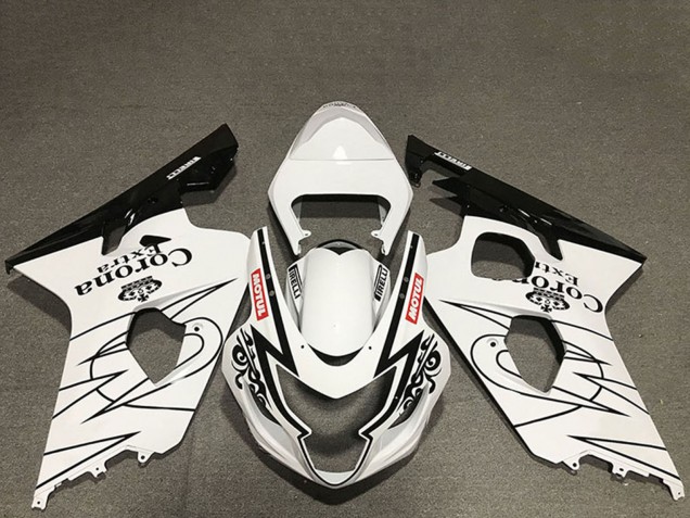 2004-2005 White Glossy Black Corona Motul Style Suzuki GSXR 600 / GSXR 750 Motorcycle Fairings Australia