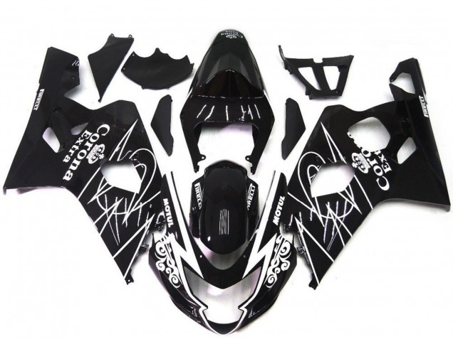 2004-2005 Glossy Black White Corona Style Suzuki GSXR 600 / GSXR 750 Motorcycle Fairings Australia