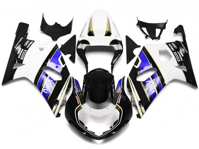 2001-2003 White Blue Glossy Black Viru Style Suzuki GSXR 600 / GSXR 750 Motorcycle Fairings Australia
